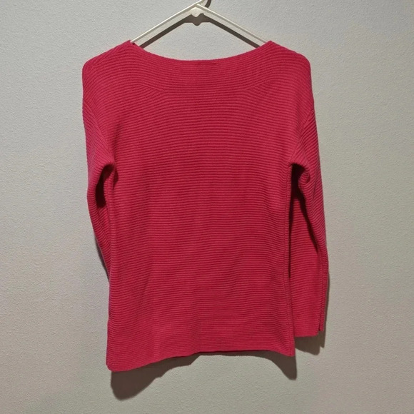 Talbots Lamb's Wool Hot Pink Ribbed Sweater XS Comfy Oversized - Picture 2 of 6